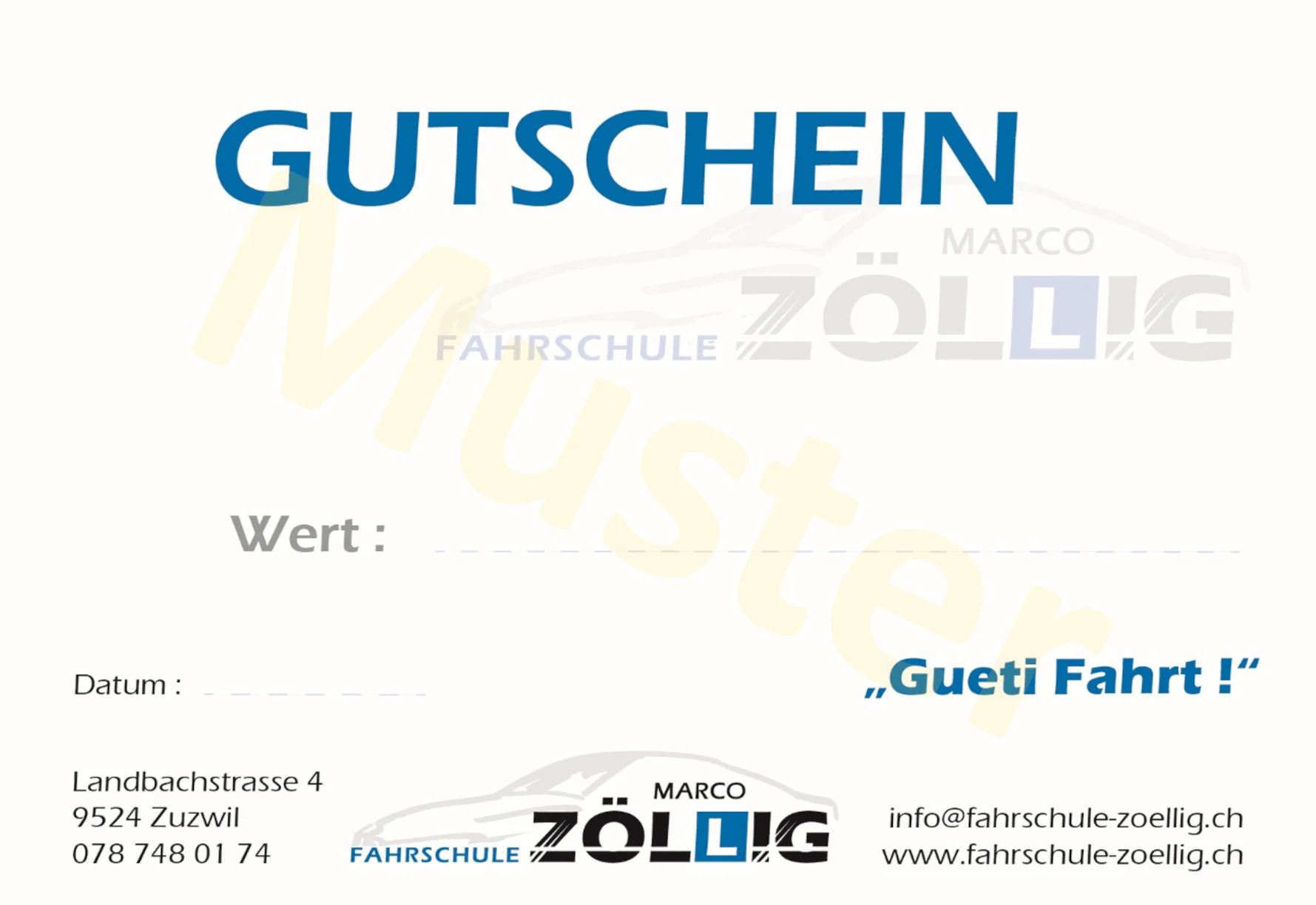 Gutschein Fahrschule Marco Zoellig