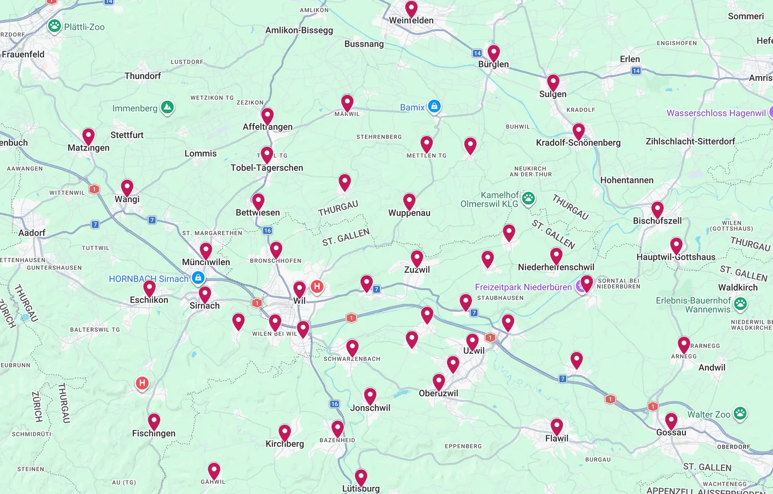 Treffpunkte der Fahrschule Marco Zöllig